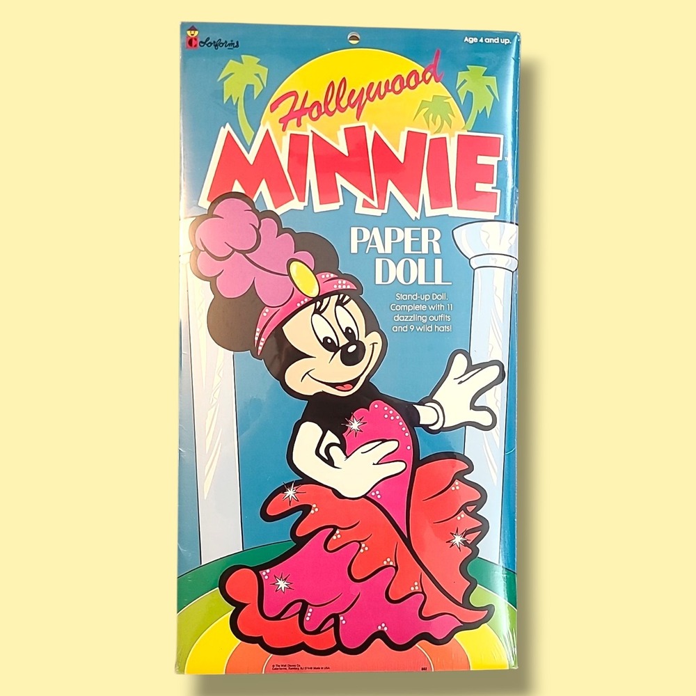 Hollywood Minnie Mouse Stand-Up Paper‎ Doll Uncut 11 Outfits Vintage Disney